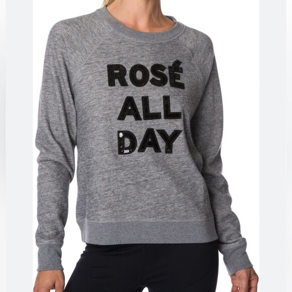 Betsey Johnson Rose all Day sequin gray sweatshirt - Picture 6 of 7